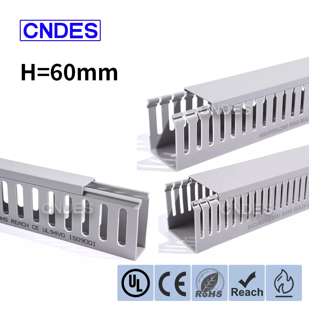 60mm 높이 회색 슬롯 형 PVC 배선 덕트